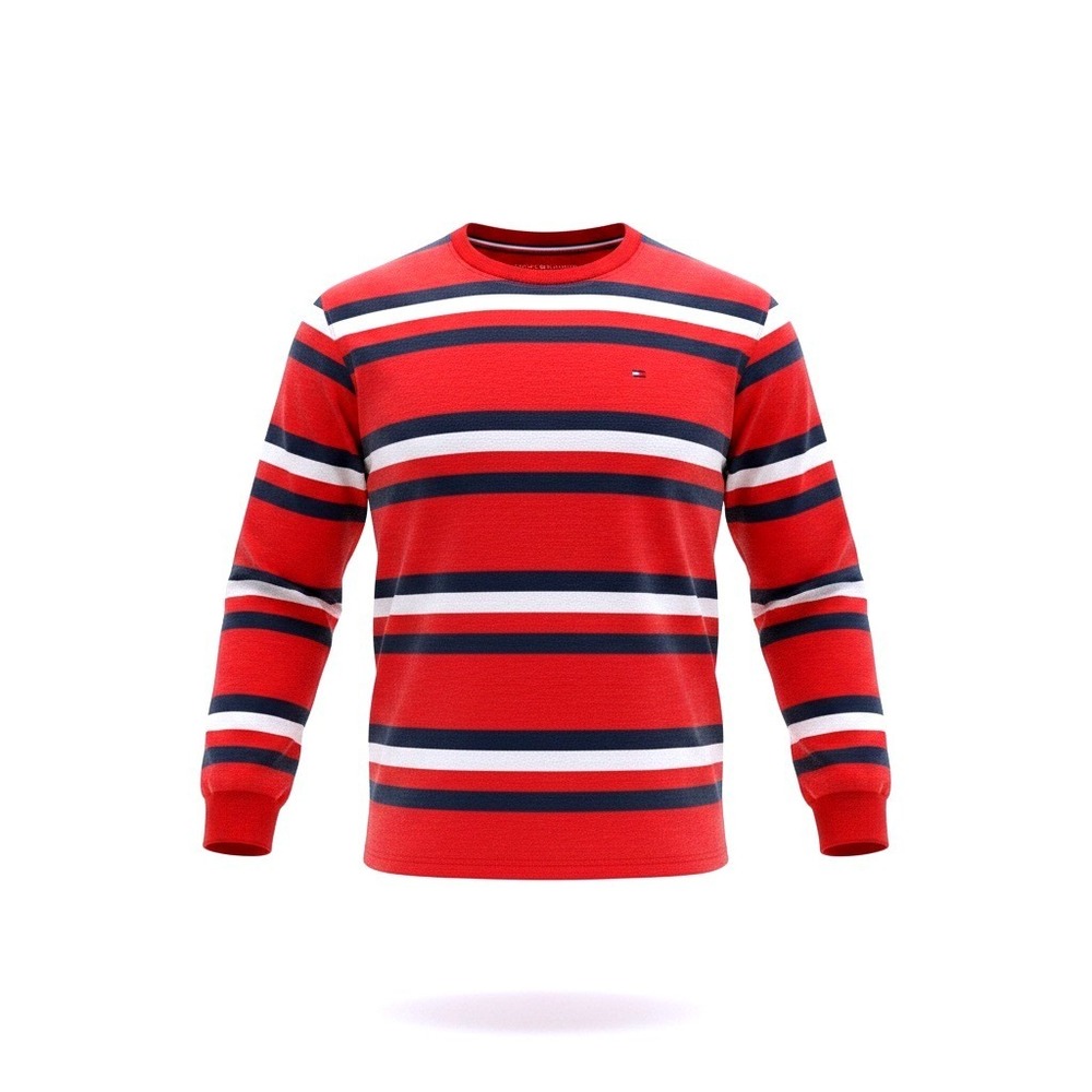 Tommy Hilfiger Striped Shirt Men's XL Red Navy White Long Sleeve NWT
